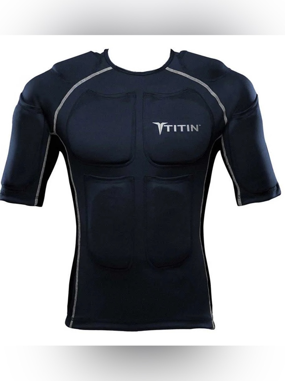 TITIN Padded Protective Short Sleeve Compression Shirt - Black